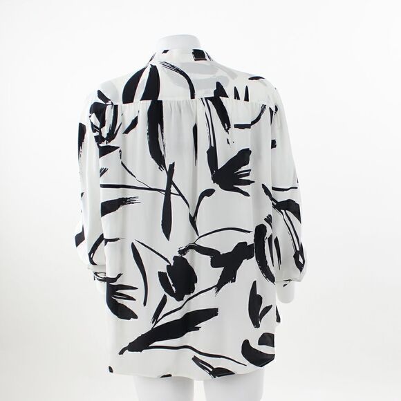 HUGO BOSS Banora Abstract Floral Silk Blouse in Vanilla Light Fantasy - Picture 3 of 5